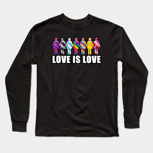 Love is Love with Women icons in LGTBQi+ flag colors Long Sleeve T-Shirt